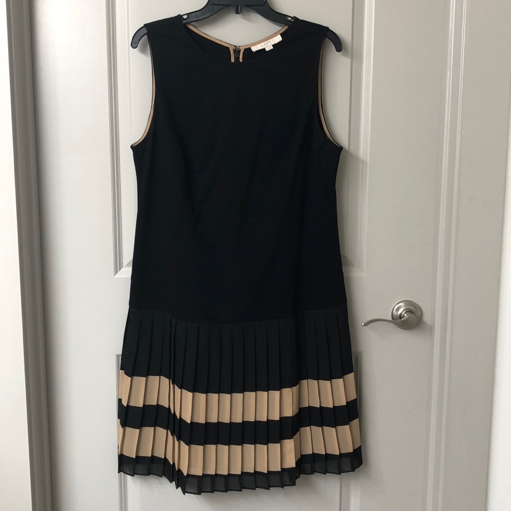 Black and Brown Drop-Waist LOFT DRESS
